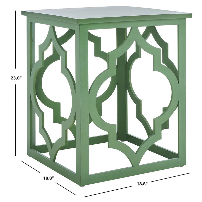 Table d'appoint Grayce Trellis Feuille d'Argent. - 19 L x 19 P x 23 H - 19Lx19Px23H