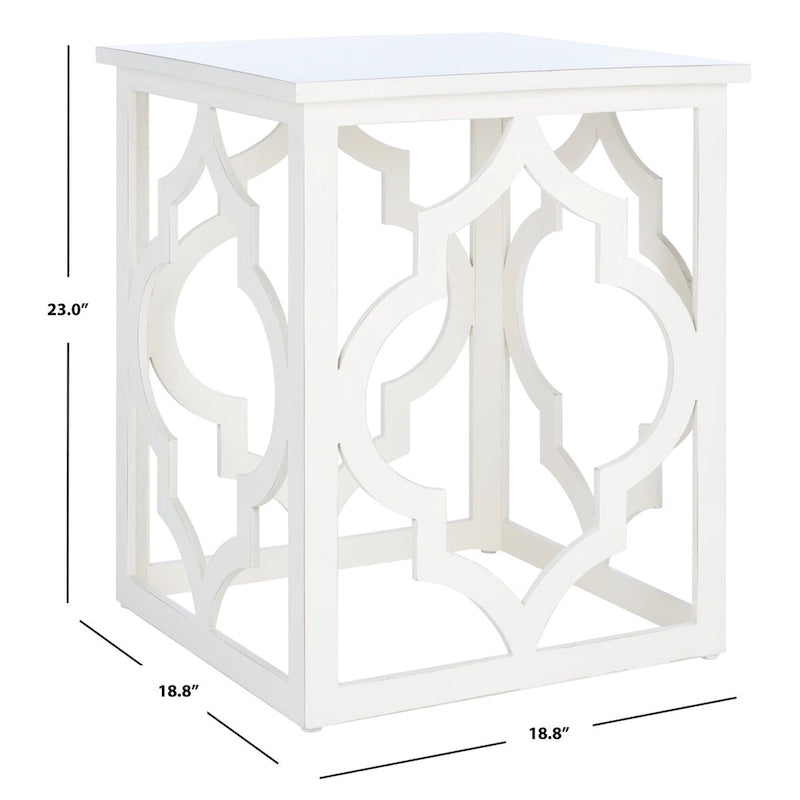 Table d'appoint Grayce Trellis Feuille d'Argent. - 19 L x 19 P x 23 H - 19Lx19Px23H