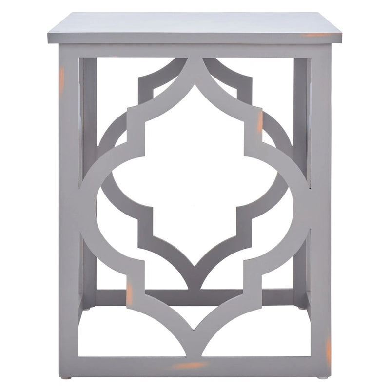 Table d'appoint Grayce Trellis Feuille d'Argent. - 19 L x 19 P x 23 H - 19Lx19Px23H