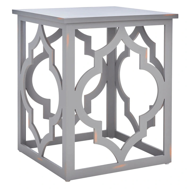 Table d'appoint Grayce Trellis Feuille d'Argent. - 19 L x 19 P x 23 H - 19Lx19Px23H