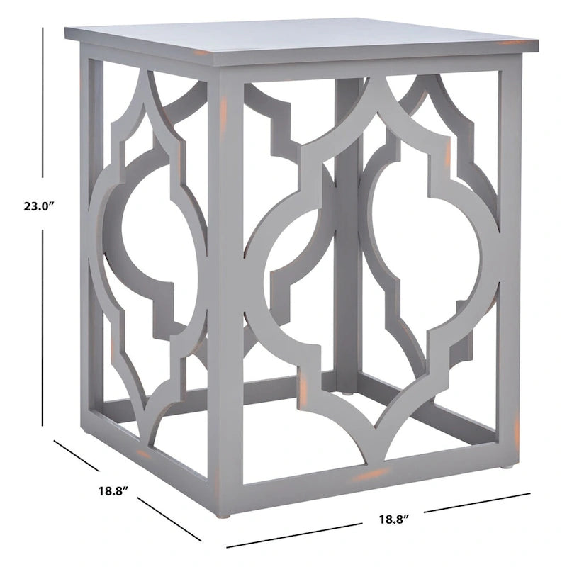 Table d'appoint Grayce Trellis Feuille d'Argent. - 19 L x 19 P x 23 H - 19Lx19Px23H