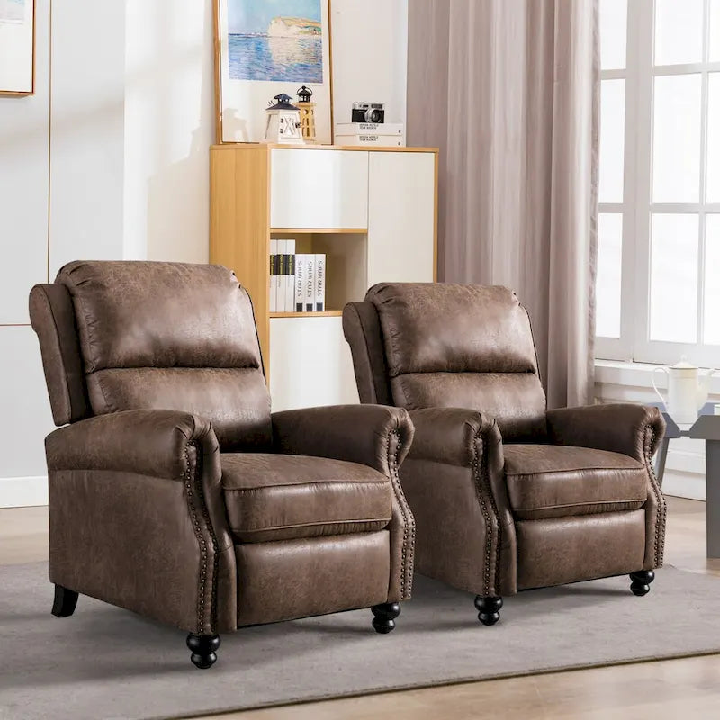 Pushback Club Recliner with Rivet Decoration  of 2