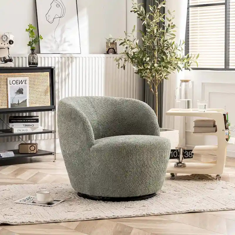 Fauteuil d'appoint moderne en tissu pivotant à 360 degrés