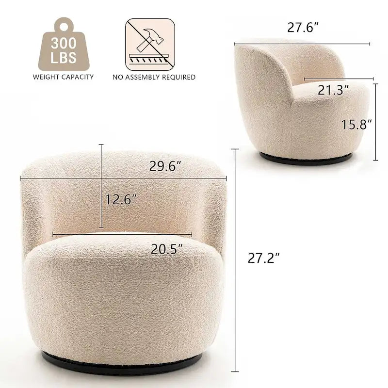 Fauteuil d'appoint moderne en tissu pivotant à 360 degrés