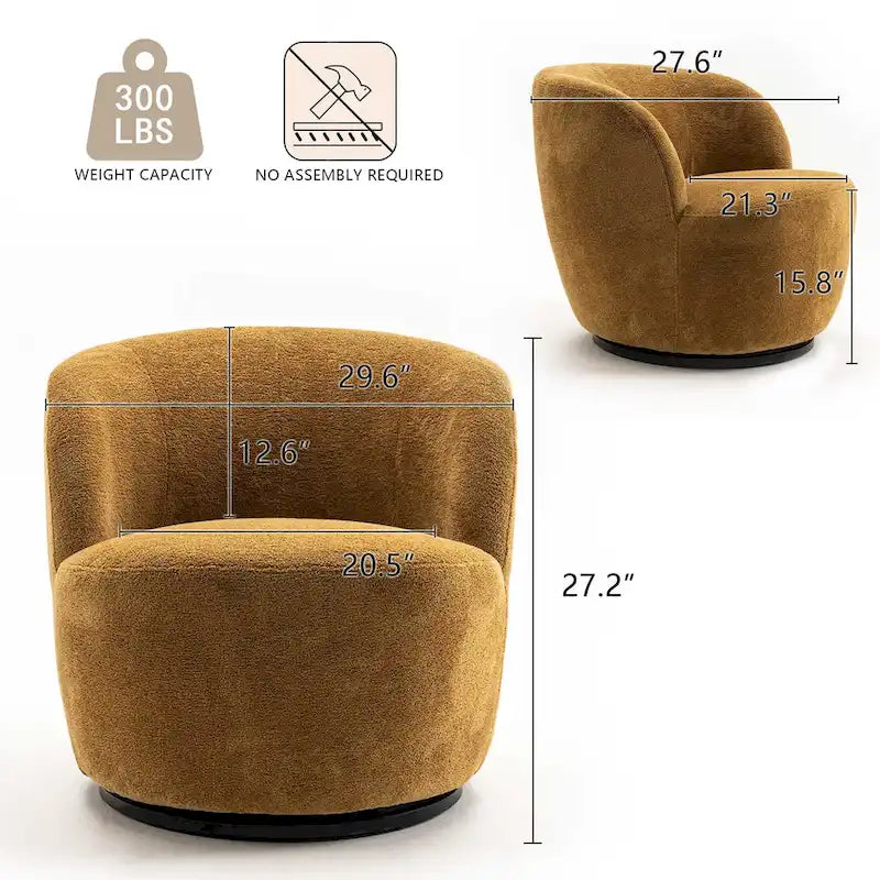 Fauteuil d'appoint moderne en tissu pivotant à 360 degrés
