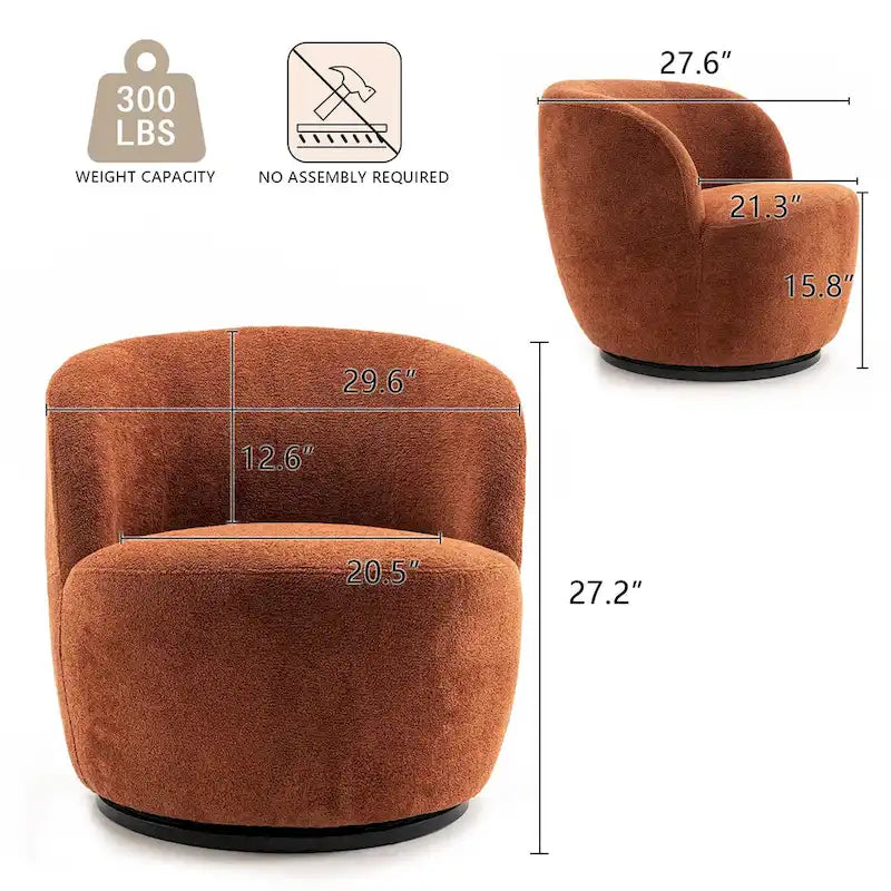 Fauteuil d'appoint moderne en tissu pivotant à 360 degrés