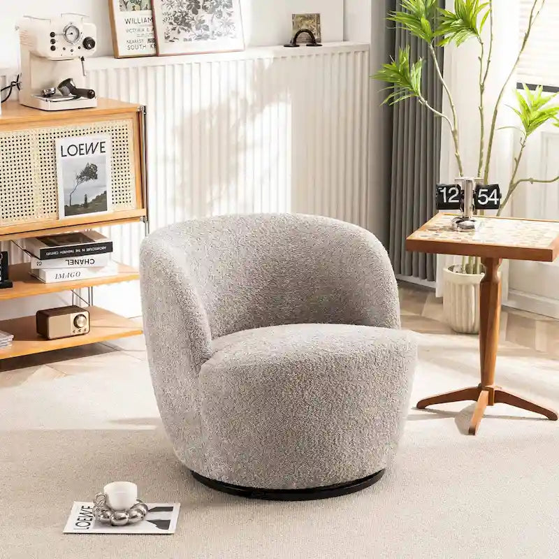 Fauteuil d'appoint moderne en tissu pivotant à 360 degrés