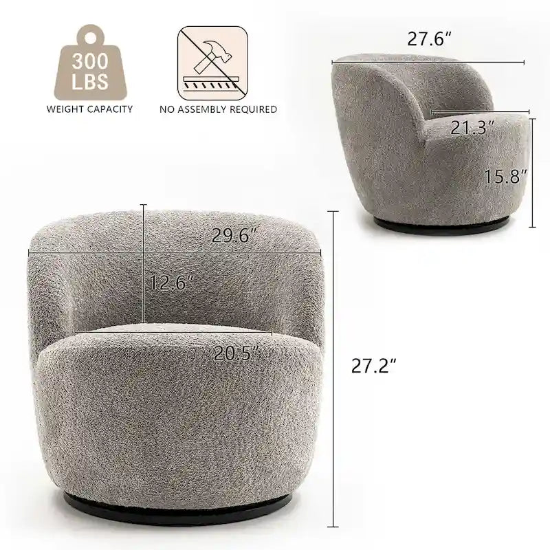 Fauteuil d'appoint moderne en tissu pivotant à 360 degrés