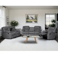 Canapé inclinable manuel 3 places en similicuir pour salon avec table rabattable et console