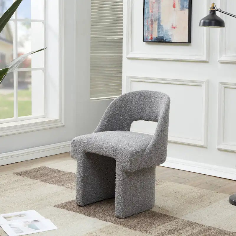 Fauteuil d'appoint rembourré élégant et moderne en tissu bouclette, avec cadre en bois MDF, pour bureau, salon et chambre