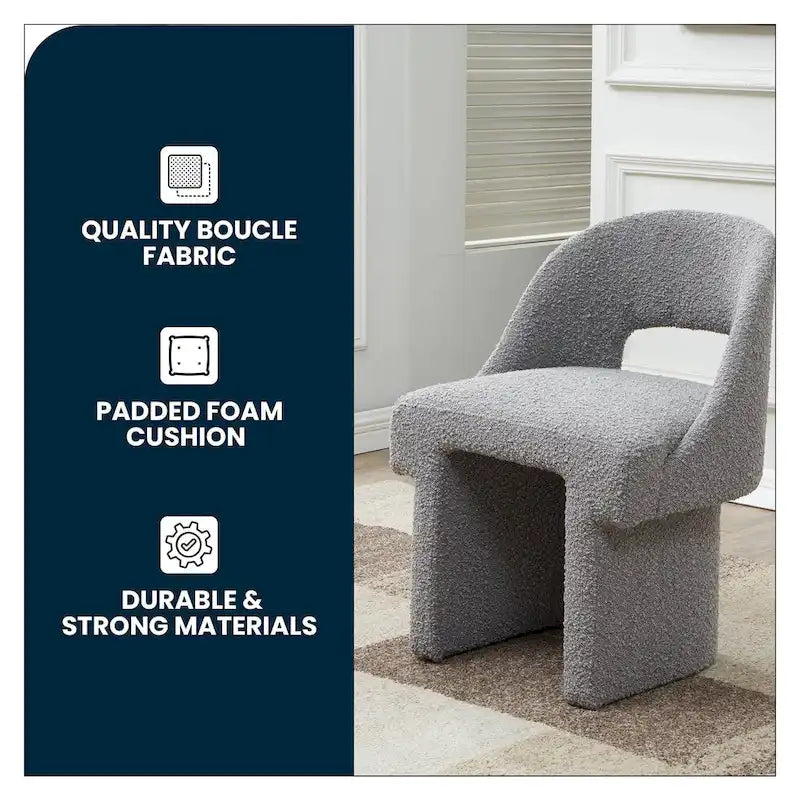 Fauteuil d'appoint rembourré élégant et moderne en tissu bouclette, avec cadre en bois MDF, pour bureau, salon et chambre