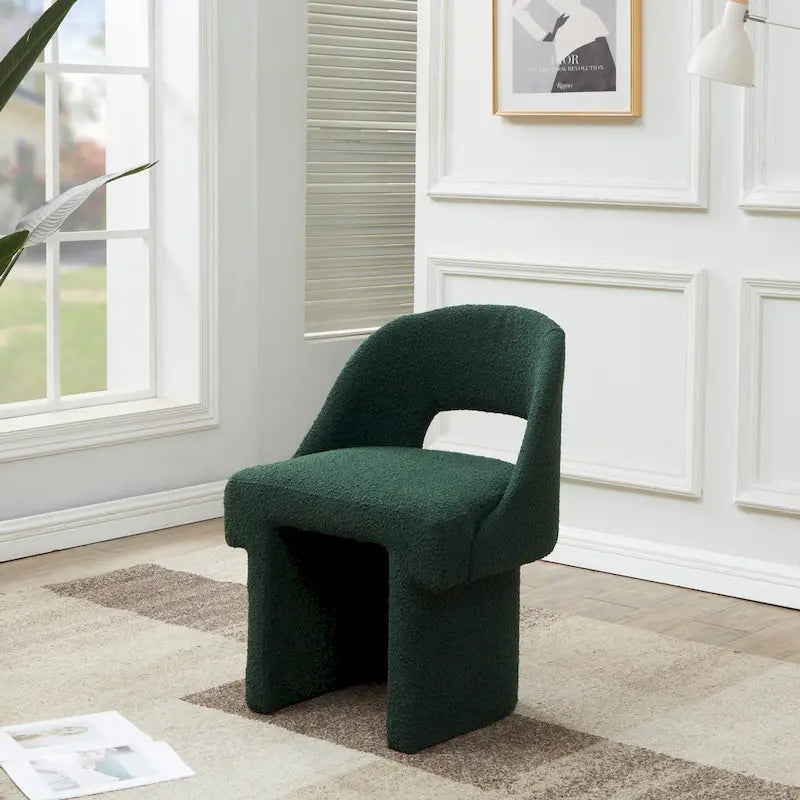 Fauteuil d'appoint rembourré élégant et moderne en tissu bouclette, avec cadre en bois MDF, pour bureau, salon et chambre
