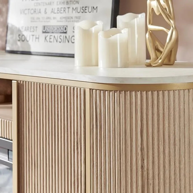Meuble TV de luxe moderne avec cheminée électrique, meuble de divertissement, console TV, 70 po