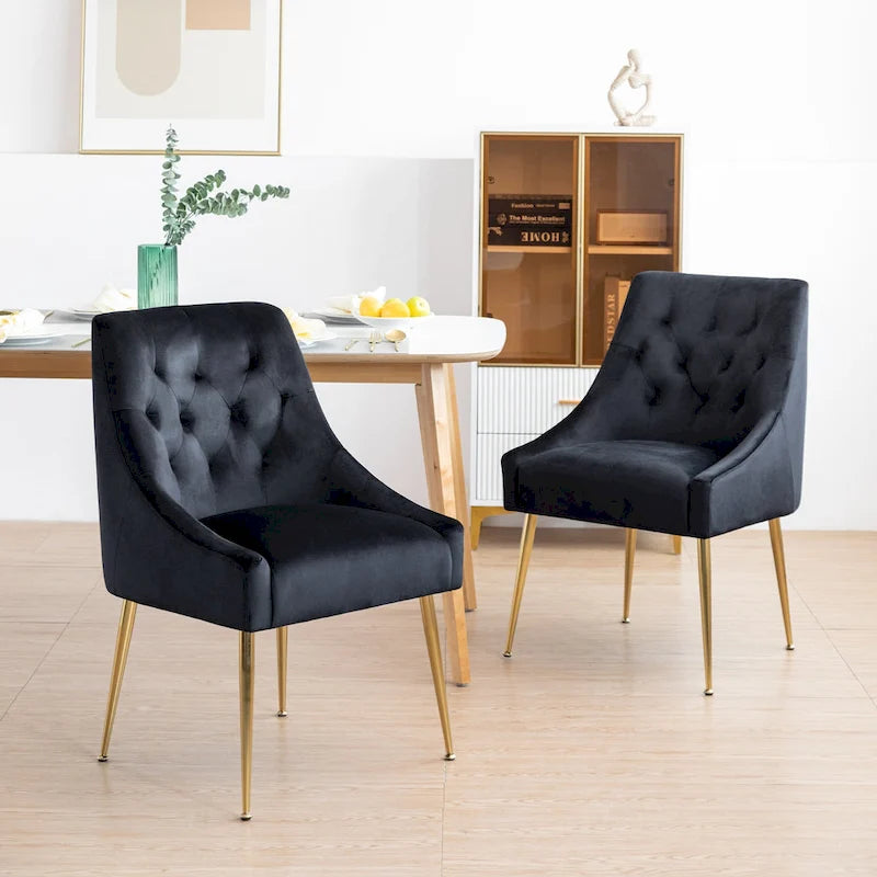 Mid-Century Modern Velvet Dining Chair, Upholstered Parsons Chair,  of 2
