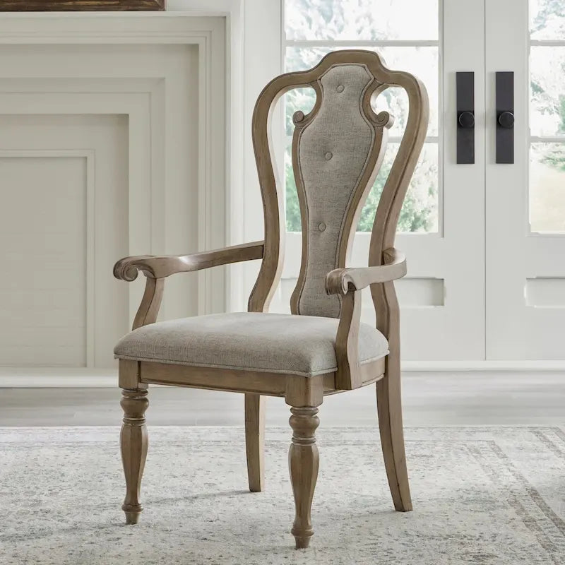 Fauteuil en tissu et bois patiné bis Splat Back Magnolia Manor (lot de 2)