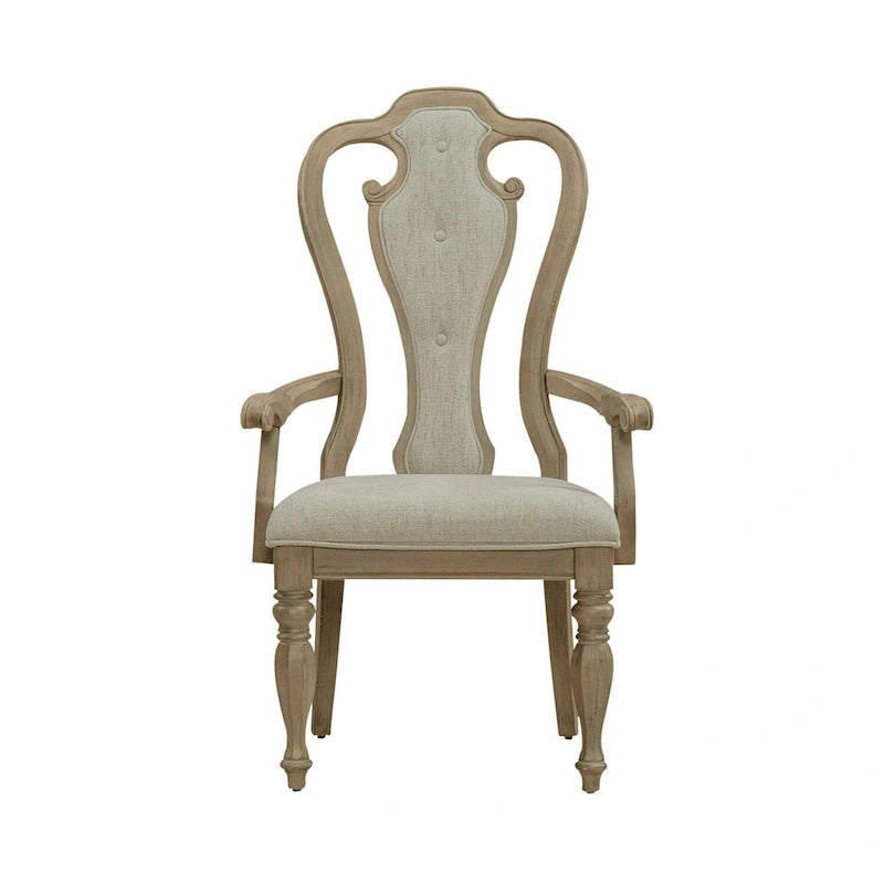 Fauteuil en tissu et bois patiné bis Splat Back Magnolia Manor (lot de 2)