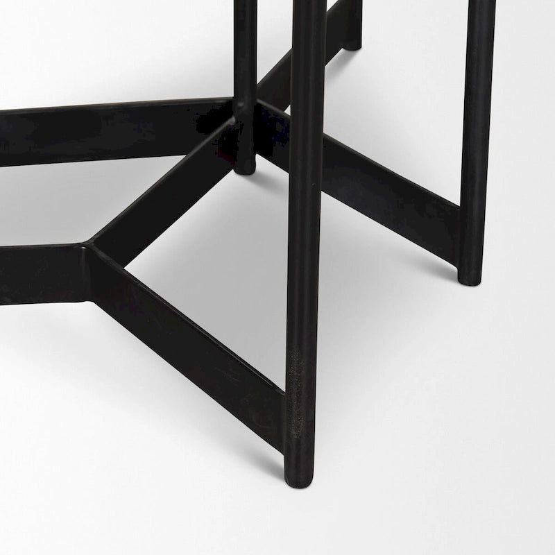 Tables gigognes d'appoint Larkin en marbre et bois brun foncé