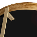 33,86Table basse ronde, moderne rétro, avec plateau en bois de sapin et piètement en croix doré