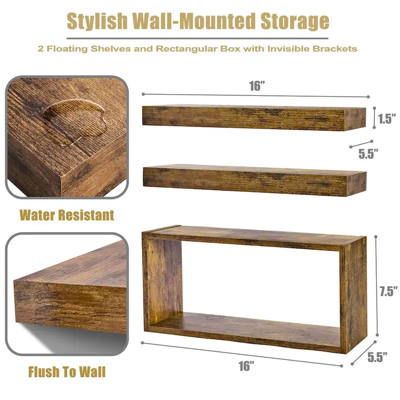 Étagères murales flottantes (lot de 3) - 40,6 cm L x 14 cm l x 19,7 cm H